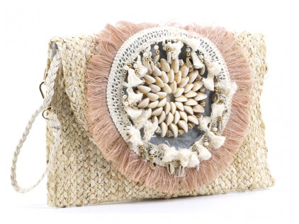 CARTERA DE MANO CON CONCHAS SHELL JEANS